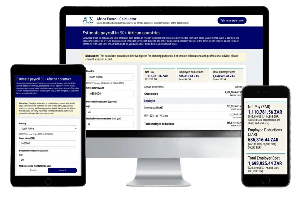 Africa Payroll Calculator by Africa Deployments Ltd - Multi devices - Responsive